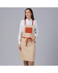 Avental de Peito com Bolso e Fitas Combinados - Unisex